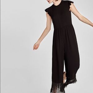 Black Zara Jumpsuit with Fringe Hem